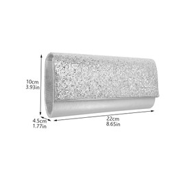 OATIPHO Women Evening Clutch Bag Sequins Pu Material Elegant Silver Design for Weddings Parties and Banquets Spacious Handbag for Essential Items