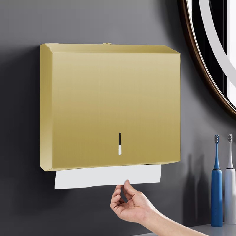 Stardrix Paper Towel Dispenser Wall Mount, Brushed Gold Stainless Steel