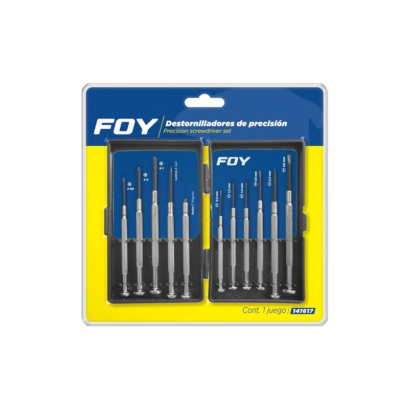 Foy 141617 Juego de destornilladores de precisión combinados, 11 piezas