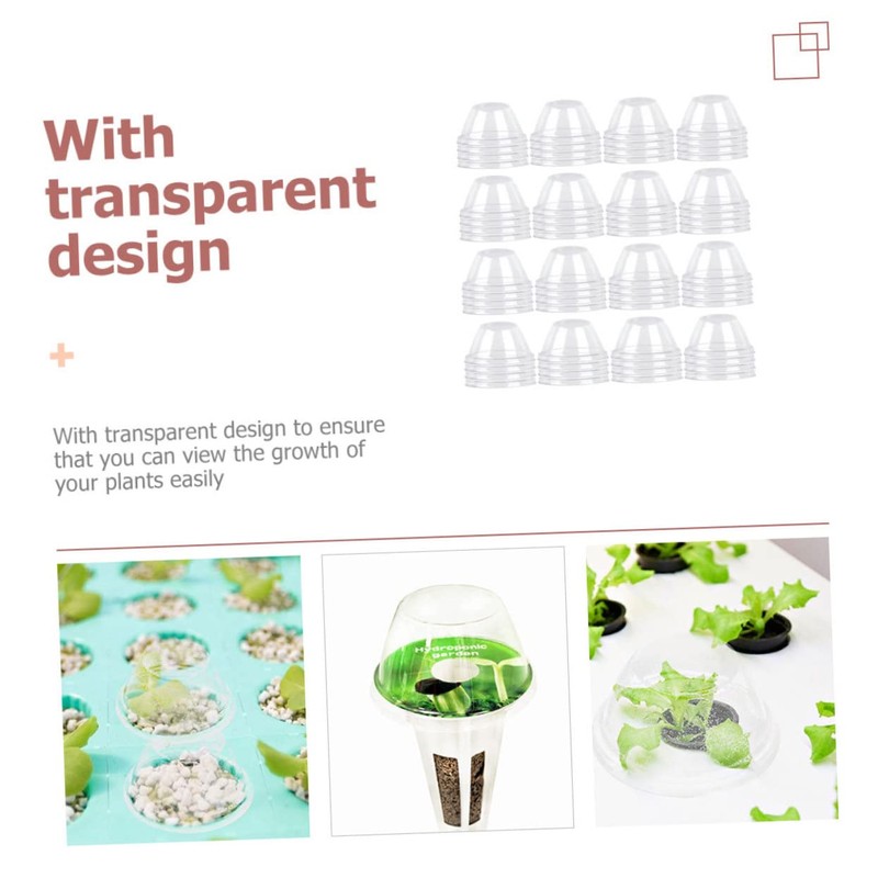CIYODO 150Pcs Transparent Humidity Domes for Hydroponic Growing Plant Protectors