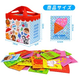 Dr.Rapeti 26 Soft Alphabet Cards, Cloth Cards, Japanese, English, Bilingual Languages, Storage Bag Included, Washable, Bath, Word Learning, ABC Alphabet 26 Letters Flash