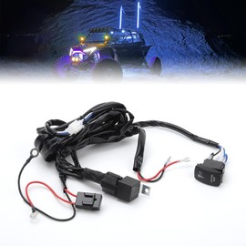 LKV Plug & Play UTV 360W Lighted Whip Wiring Harness Kit with Rocker Switch Relay Fuse Wiring Harness for Polaris RZR Maverick X3 Talon KRX YXZ Wrangler