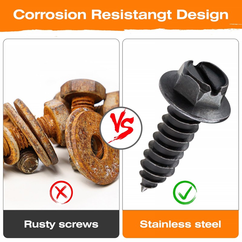 HZJD License Plate Screws, Nylon Retaining Nuts, Black(4PCS)