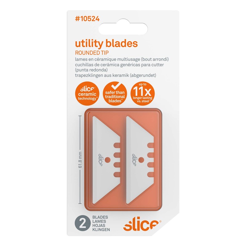 Slice 10524 Ceramic Utility Blades (Rounded-Tip), Finger-Friendly, Safe to Touch,