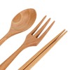 Portable Dinnerware Set Reusable Tableware Wooden Spoon Chopsticks Fork for