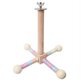 Birds Toy Wooden Carousel Perches for Budgies Parrot Bird Playground Hanging Play Stand for Bird Cages (Wood Colour, M)