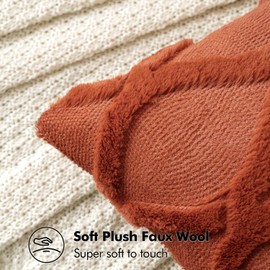 MIULEE Fall Rust Decorative Throw Pillow Covers 20x20 Inch Set of 2, Soft Plush Faux Wool Couch Pillow Covers Farmhouse Throw Pillows for Couch Bed Sofa Living Room