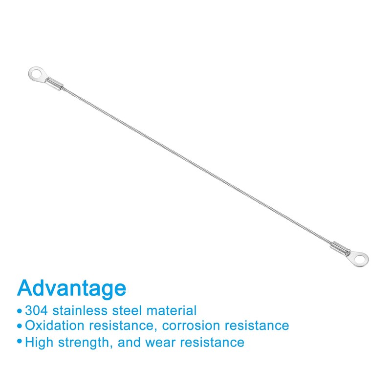 PATIKIL 6 Pcs Stainless Steel Lanyard Cable with Eyelets 0.06"