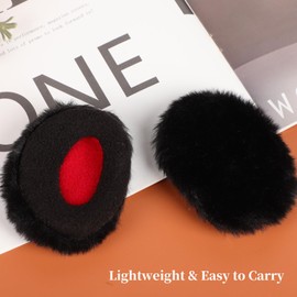 Foyten 2 Pairs Bandless Ear Muffs Winter Polar Fleece Ear Warmers for Men and Women, Soft Strapless Earmuffs for Cold Weather (black, M)