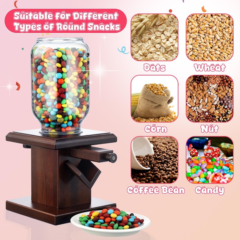 Maxdot 2 Pcs Wooden Candy Dispenser Machine Wood Cereal Storage
