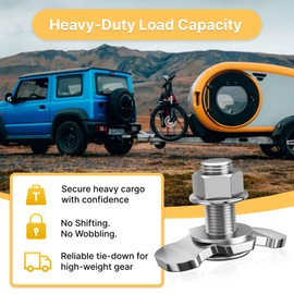 vandrabase 6 Pack L-Track Double Lug Threaded Stud Nut Fitting Tie Down,L Track Hooks,L Track Accessories,Heavy Duty Cargo Control Anchor for Truck Bed & Trailer,3/8"-24 UNF x 1.18",2000 LBS – Silver