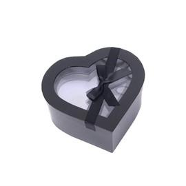 BBJ WRAPS Heart Shaped Boxes for Flowers Packaging with Transparent Window Lids Luxury Gift Box for Floral Arrangement, Set of 3(S/M/L) (Black)