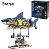 Mechanical Shark Building Set for Creative Play – 687-Piece Light-Up