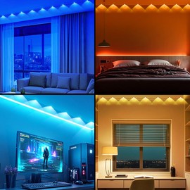 Smart RGB+IC Permanent LED Lights 16.4Ft USB Powered, App/Alexa/Remote Control, Music Sync Indoor Ambient Lighting for Bedroom, Gaming Room, TV Backlight, Home Decor (17 LEDs + Dynamic Effects)