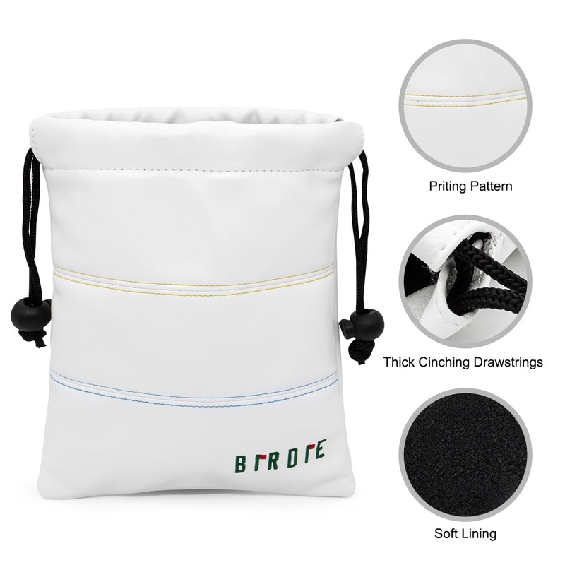 Aliennana Golf Valuables Pouch, Leather Golf Tee Pouch with Drawstring