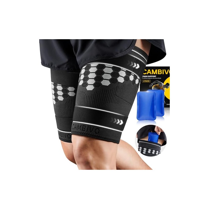 CAMBIVO Thigh Compression Support Sleeve with Hot & Cold Gel