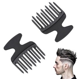 AOEVUIR 2 Pcs Fingerstyler Strähnenkamm Lockenkamm Kamm Afrokamm Afro Pick (Schwarz)