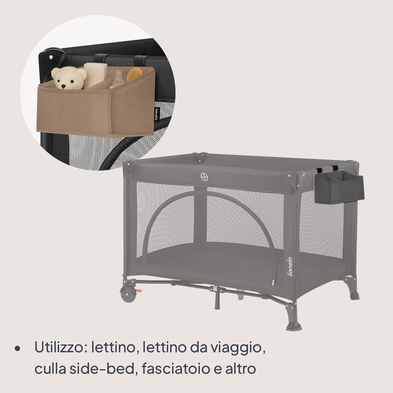 LIONELO Sidepocket Small Organizer Appendibile per Lettino 26x12x15 cm