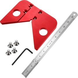 Aluminum Alloy Center Finder Tool Square Center Finder Scribe Carpenter 45 Degrees Angle Line Gauge Ruler Woodworking Tools Measuring Tool with Detachable Ruler