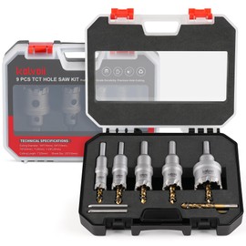 Kolvoii 9 PCS TCT Hole Saw Kit for Hard Metal, 1/2"-2" Tungsten Carbide Tipped Hole Saw Drill Bit Heavy Duty Carbide Hole Cutter Set with Storage Box