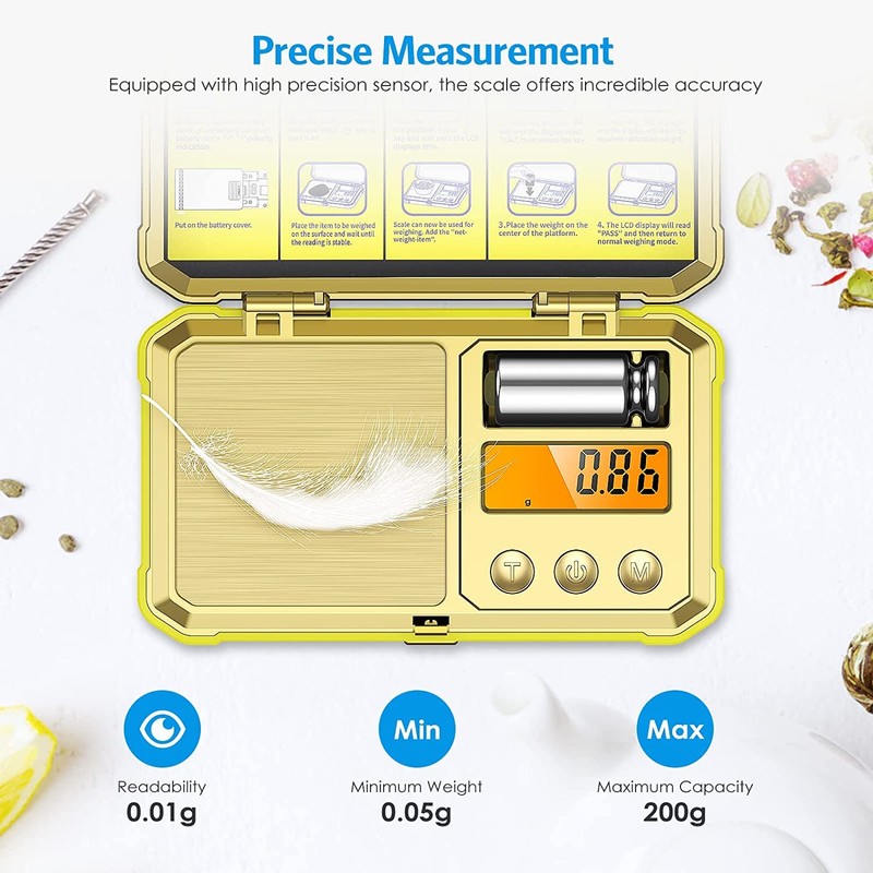 AMIR 200g/0.01g Digital Pocket Scale, Upgraded Mini Gram Scale with