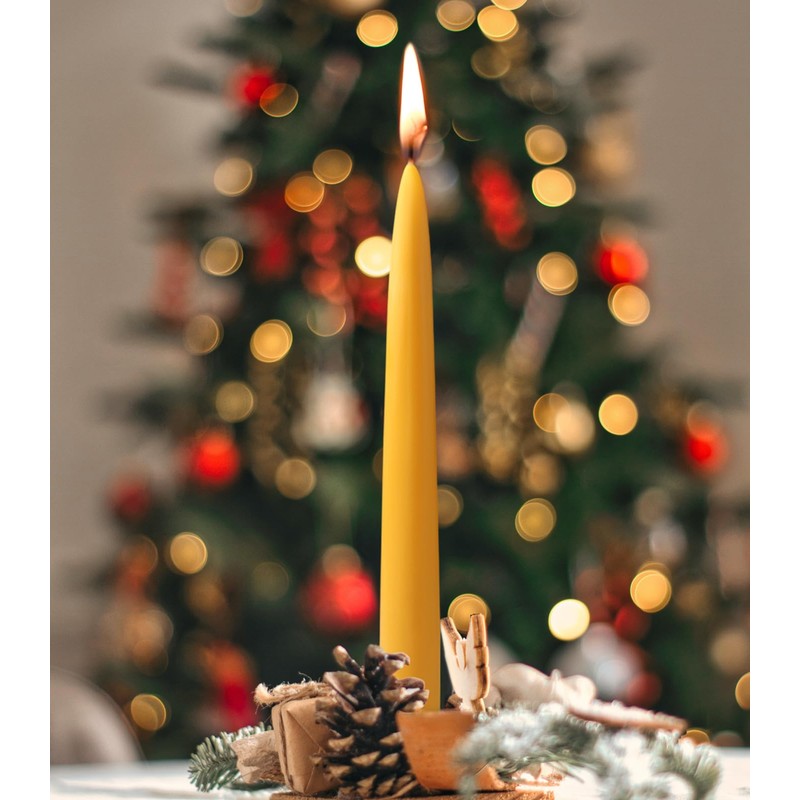 24 Packs Natural Beeswax Taper Candles 8 inch Beeswax Candles