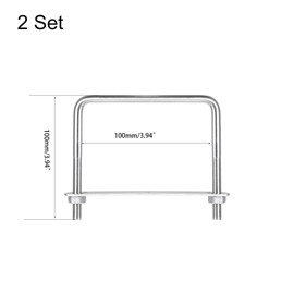 TA-VIGOR 2 sets M8 Square U-Bolts, 102mm Inner Width 100mm Length 304 Stainless Steel U-Bolts with Nut, Plate for Attaching Piping Conduit Cable Tube Brackets Boat Trailer