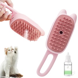 Cat Steam Brush, 3 in 1 Multifunctional Silicone Steam Brush for Dogs, Cat Brush with Steam, Advance Mist Technology for Shedding and Cleaning, Steam Brush for Cats and All Pet (Pink)