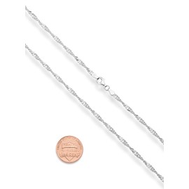 Miabella 925 Sterling Silver Italian 3mm Singapore Chain Necklace for Women, Made in Italy, small to large, Sterling Silver, No Gemstone