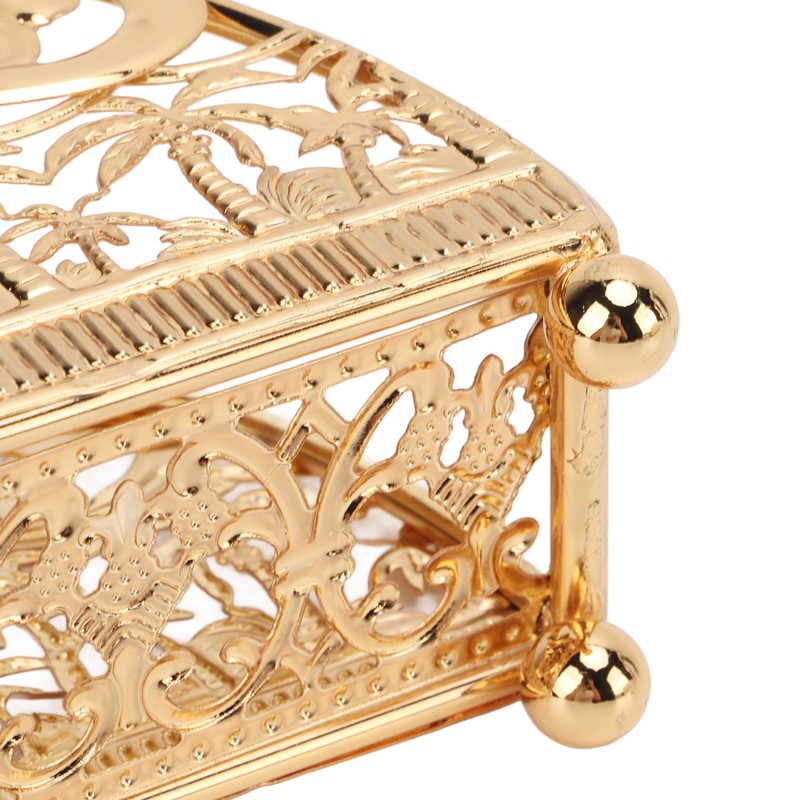 Napkin Holder Electroplating Hollow Iron Pattern Desktop Vertical Gold Metal