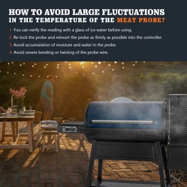 Upgraded 2-Pack Temp Meat Probe Replacement for Char-Griller Gravity Fed 980 Charcoal Grill, 3.5mm Plug Thermometer Probe Parts with Probe Grommets and Probe Clip