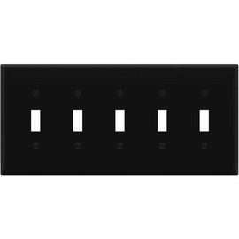 ENERLITES Five Gang Light Switch Wall Plate, Toggle Switch Plate, Gloss Finish, 5-Gang Mid-Size 4.88" x 10.39", Unbreakable Polycarbonate Thermoplastic, 8815M-BK, Black