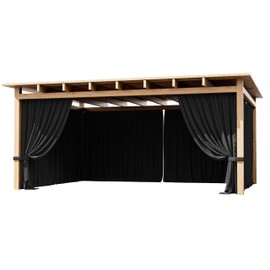 Tounosnt 4-Panel Gazebo Curtains Outdoor Waterproof Replacement Curtains Patio Outdoor Patio Privacy Sidewalls with Double Zipper Replacement for Outdoor Gazebo Canopy (Curtain Only)