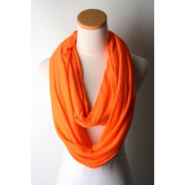 corciova Black Soft Girl Women Infinity Wrap Scarf Stretchy Jersey Knit Sleep Head Circle Scarf Continuous Loop Light Weight, 106 International Orange, 3X-Large