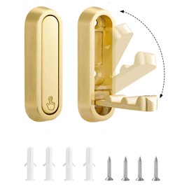 Gold Folding Wall Hooks, Foldable Coat Hooks, Heavy Duty Wall Mounted Metal Hook for Hanging Coats, Scarves, Hats, Bags, Towels, Bathrobes, Keys. Space-Saving Hangers for Bathroom, Closet (Gold, 2PC)