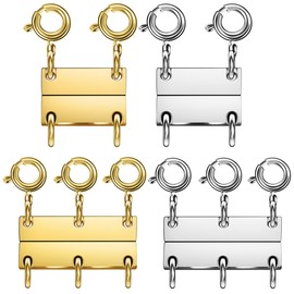 Layering Magnetic Necklace Clasps, Multiple Necklace Clasp,Necklace Clasps for Layered Look，Stainless Steel Chain Link Clasps for Necklaces and Bracelets, Silver, Gold (4pcs|Golden Silver B)