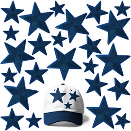 RF-patch 24PCS Iron on Stars, Navy Stars Iron on Patches, Blue Star Embroidered Patch for Clothes, Dress, Hat, Socks, Jeans, DIY Accessories