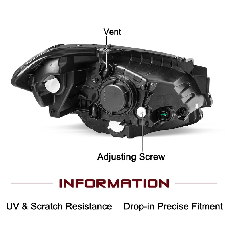 JSBOYAT Headlight Assembly Compatible with 2010-2011 Kia Soul Halogen Headlamp