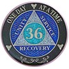 Simply Minimal (Years 1-50) 36 Year AA Recovery Silver Color