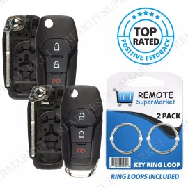 RemoteSuperMarket 2 Replacement For Ford N5F-A08TAA Smart Remote Shell Case Pad Flip Key Uncut