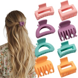 Small Hair Clips for Women Girls, 8 PCS Small Claw Clips for Thin/Medium Fine Hair 1.7 Inch Mini Matte Hair Jaw Clips Non-Slip Tiny Hair Clips 4 Style