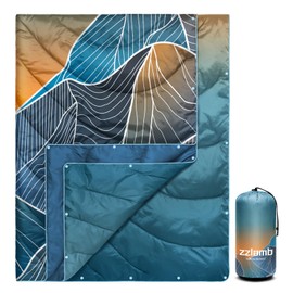 zzlamb Mini Camping Blanket for Cold Weather,Small Puffy Outdoor Down Alternative Travel Blanket,Portable Warm Cloak with Snaps,Cozy Quilt Picnics Hammock Beach Stadium Car Plane,Glimmering Twilight