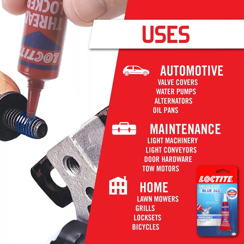 Loctite Threadlocker Blue 242 - Removable Thread Lock Glue for