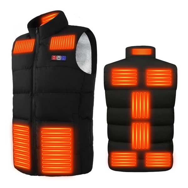 Electric Heating Vest, Heater Vest, 11 Front and Rear Heating, DC Power, USB Powered, 3 Temperature Adjustment, Independent Control, Cold Protection, Unisex, Washable, Biking, Fishing, Outdoor,
