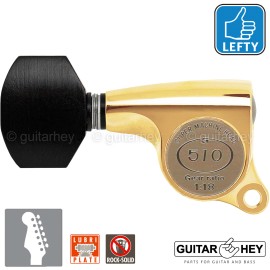 GOTOH NEW Gotoh SGS510Z-EN07 6 in Line LEFT-HANDED Set Mini Tuners 18:1 Ratio - GOLD
