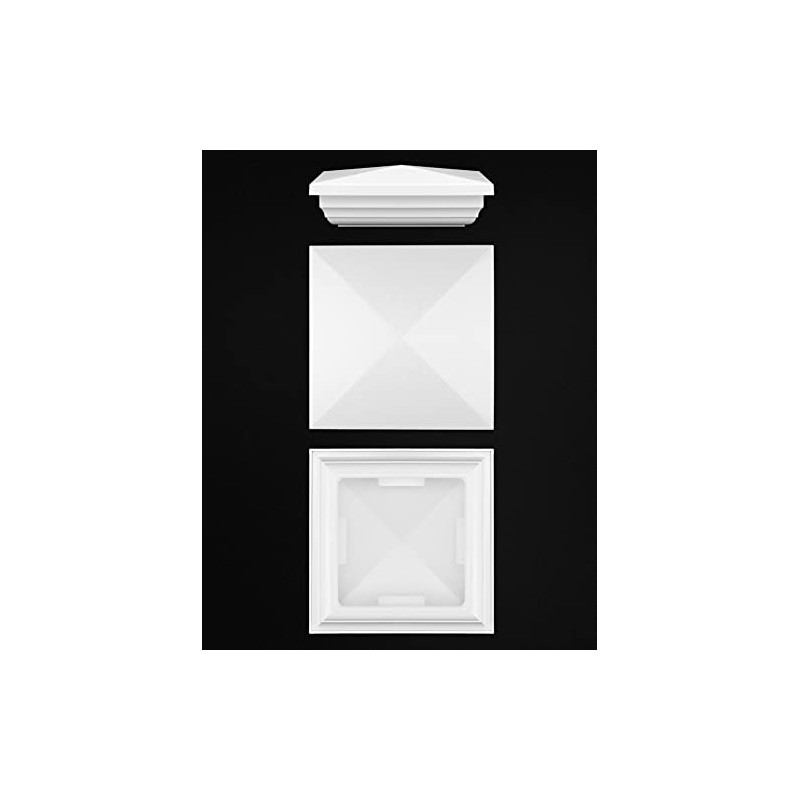 QWORK Vinyl Fence Post Cap, 4 Pack 4" x 4"