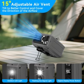 morsisho Portable Waist Fan 5000mAh Hands-Free Clip on Wearable Belt Neck Desk Personal Cooling Fan Rechargeable with 5 Speeds&Flashlight Lasting 20H for Outdoor Office Travel(Grey)