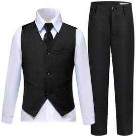 Boys Suits Size 6 Kids Black Suits for Boys Dress Vest Pants Suit Set Boy's Christmas Wedding Outfits