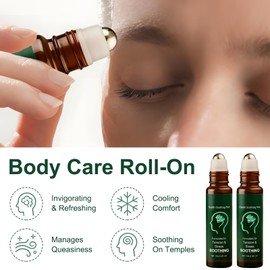 2 Pcs Head Relief Roll-On, Fast Cooling Head Relief Blend, Portable & Gentle Peppermint Essential Oil for Stress Tension, 10ml