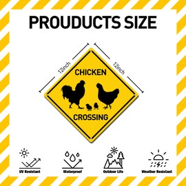 BTHUKO Chicken Silhouette Crossing 12" X 12" Funny Novelty Road Wall Decor Metal Aluminum Sign
